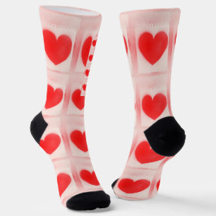 Be my Valentine red heart note  Socks