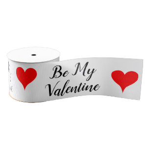 Be My Valentine Red Hearts 3 INCH Grosgrain Ribbon