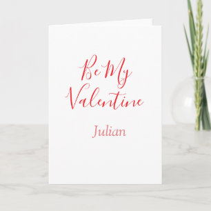 Be my valentine red name elegant love couple card