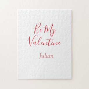 Be my valentine red name elegant love couple jigsaw puzzle