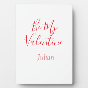 Be my valentine red name elegant love couple plaque