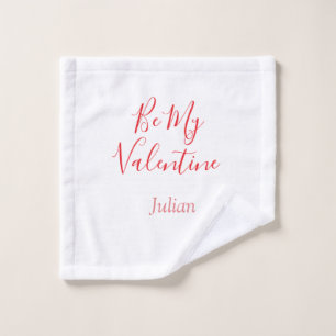 Be my valentine red name elegant love couple  wash cloth