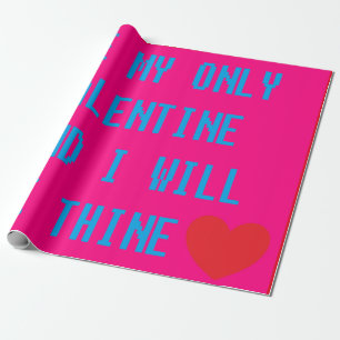 Be my Valentine red pink blue with text words Wrapping Paper