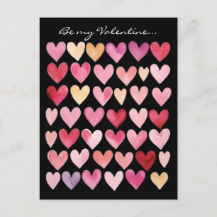 Be My Valentine - Red, Pink & Yellow Hearts  Postcard