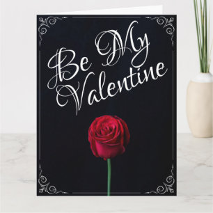 Be My Valentine - Red Rose Dark Card