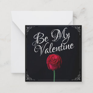 Be My Valentine - Red Rose Dark Card