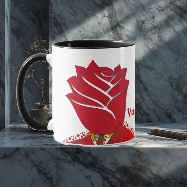 Be My Valentine Red Rose Romantic Floral Custom Mug (Be My Valentine Red Rose Romantic Floral Custom Mug)
