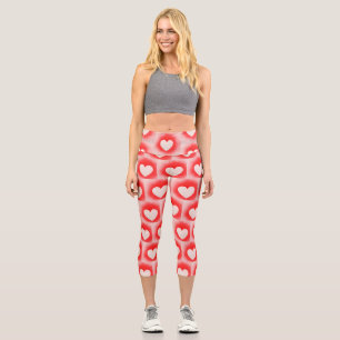 Be my Valentine red white heart note Capri Leggings