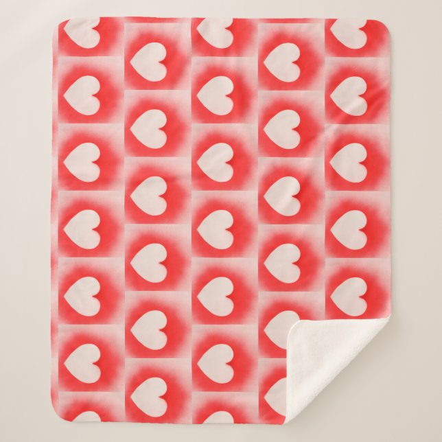 Be my Valentine red white heart note  Sherpa Blanket (Front)