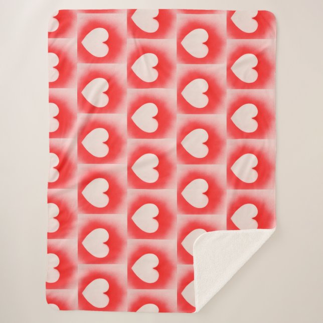 Be my Valentine red white heart note  Sherpa Blanket (Front)