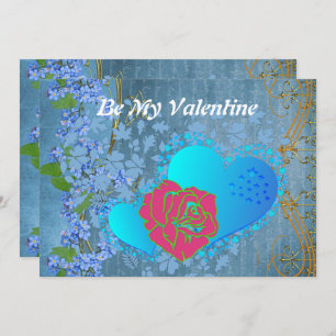 Be My Valentine Romantic Rose Sweeping Heart Card