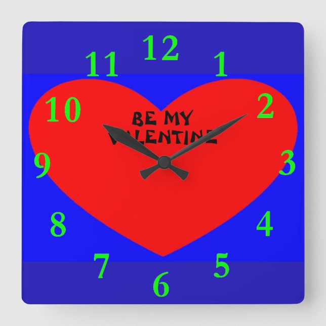 Be My Valentine Square Wall Clock (Front)