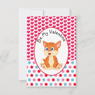 Be My Valentine Striped Kitten Child's Card