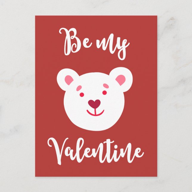 Be My Valentine Teddy Bear for Kids Holiday Postcard (Front)