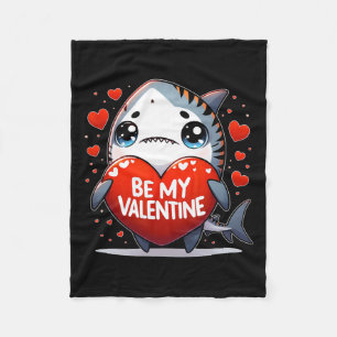 Be My Valentine Tiger Shark Heart  Fleece Blanket