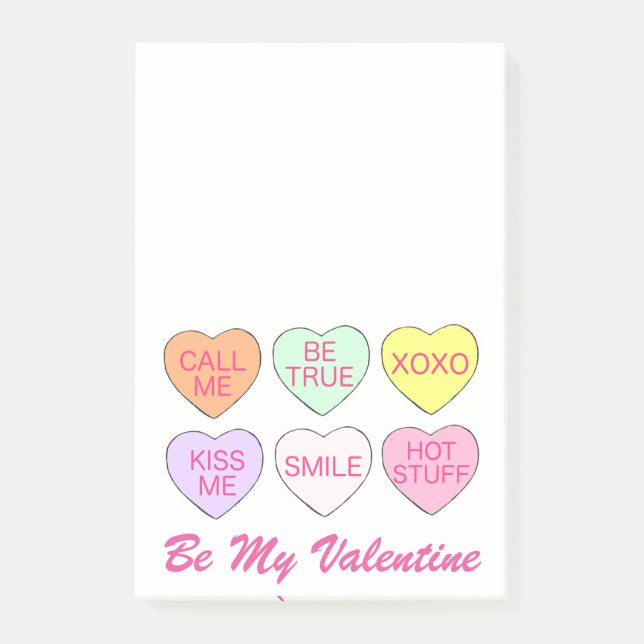 Be My Valentine Valentine's Day Candy Heart Love Post-it Notes (Front)