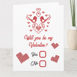 Be my Valentine You Melt My Heart Red Cute Birds Card