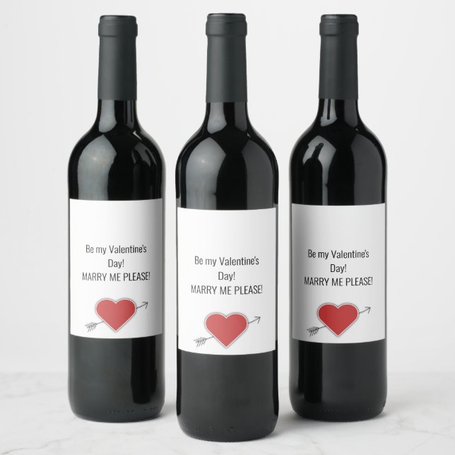 Be my Valentine's Day! MARRY ME PLEASE!  Wine Label (Bottles)