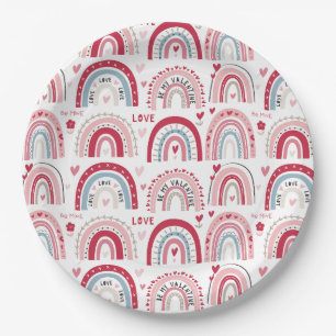 Be My Valentines Day Rainbow Round  Paper Plate