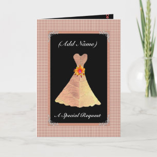 Be My Wedding Reader GOLD Leaf Dress & Plaid Trim Card