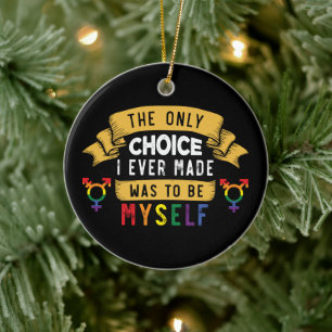 Be Myself LGBTQ Pride Rainbow Ceramic Tree Decoration