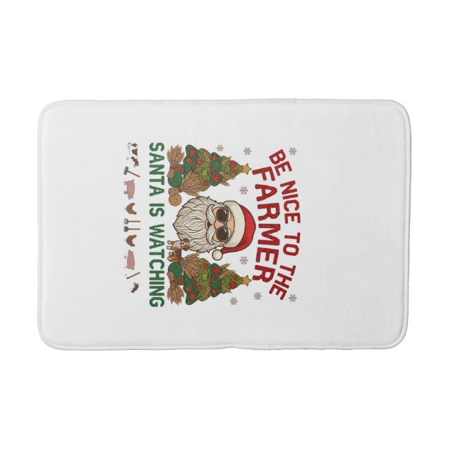 Be Nice Farmer Santa Christmas Farm Animals Bath Mat (Front)