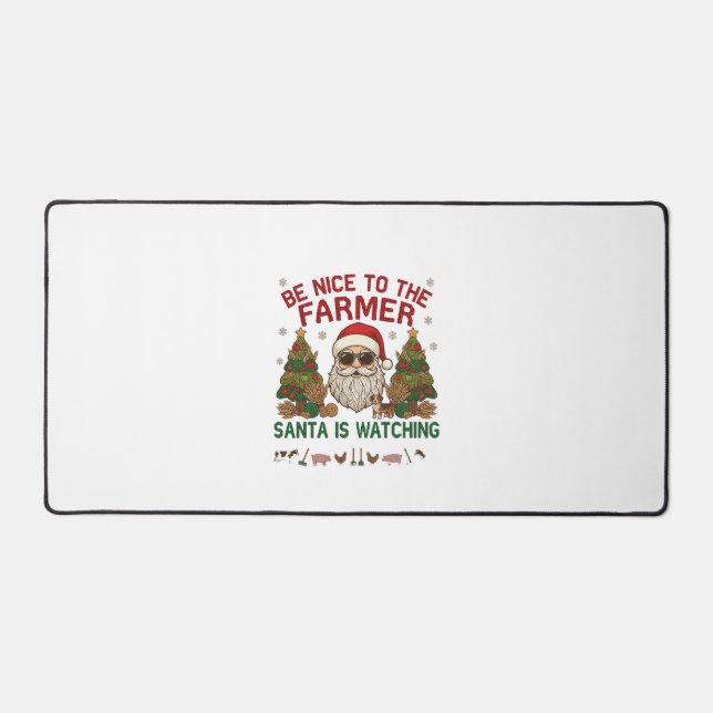 Be Nice Farmer Santa Christmas Farm Animals Desk Mat (Front)