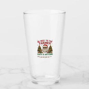 Be Nice Farmer Santa Christmas Farm Animals Glass