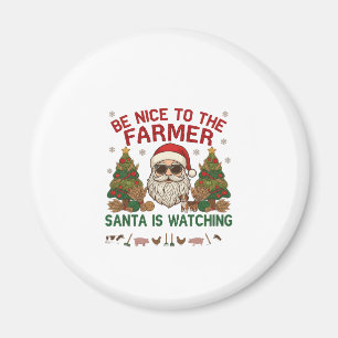 Be Nice Farmer Santa Christmas Farm Animals Magnet