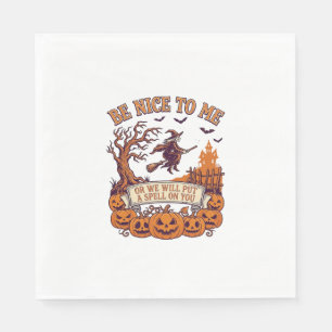 Be Nice Me Halloween Witch Broom Pumpkins_1 Napkin