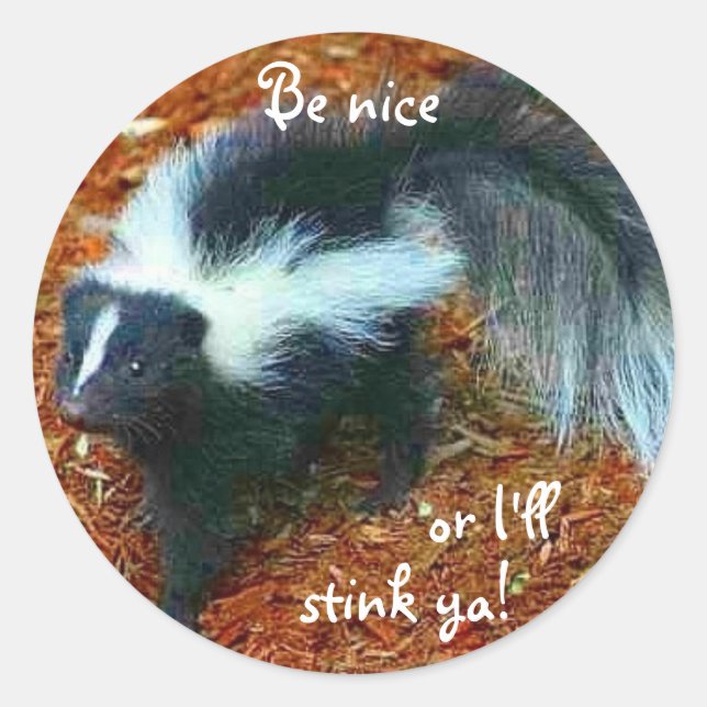 Be nice or I'll stink ya!-circle sticker (Front)
