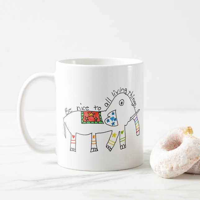 "Be Nice to All Living Things" Coffee Mug (With Donut)