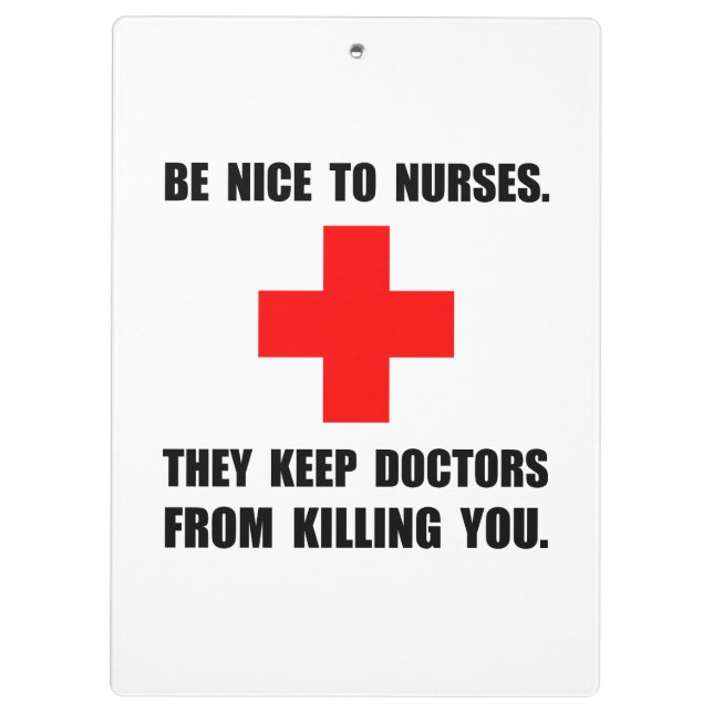 Be Nice To Nurses Clipboard (Back)