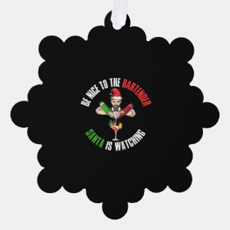Be Nice To The Bartender Funny Santa Claus Gift Tree Decoration Card