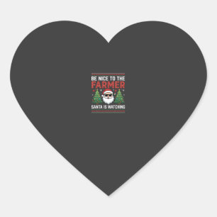 Be Nice To The Farmer Santa Christmas Heart Sticker