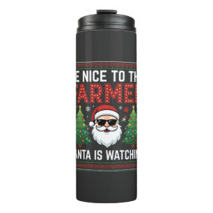 Be Nice To The Farmer Santa Christmas Thermal Tumbler