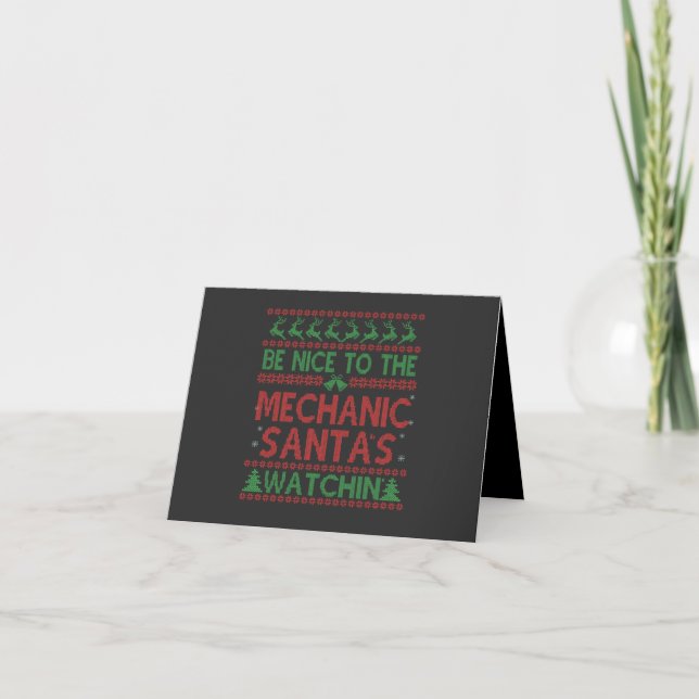 Be Nice To the Mechanic Santa's Watching Funny  Invitation (Front)