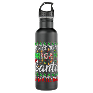 Be Nice To The Origami Santa Is Watching Origami C 710 Ml Water Bottle