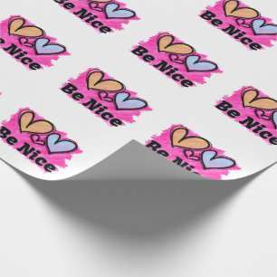 Be Nice Watercolor Hearts Wrapping Paper