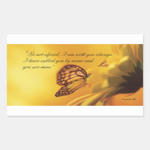 Be Not Afraid Religious Butterfly on Daisy Rectangular Sticker