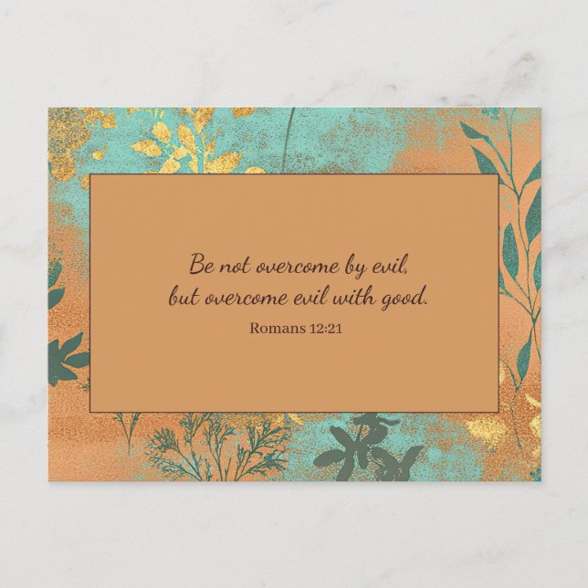 Be Not Overcome by Evil Terracotta Bible Verse  Postcard (Front)