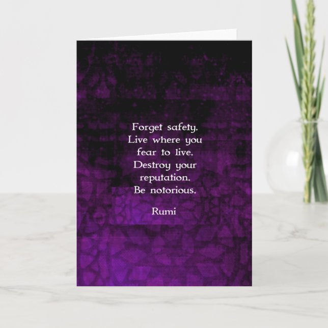 Be Notorious Rumi Inspirational Quote Card (Front)