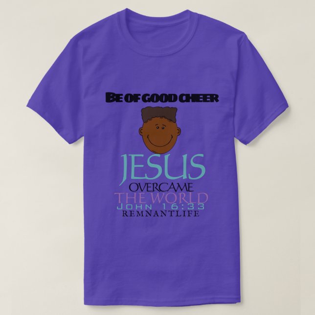 Be of good cheer purple tee (Design Front)
