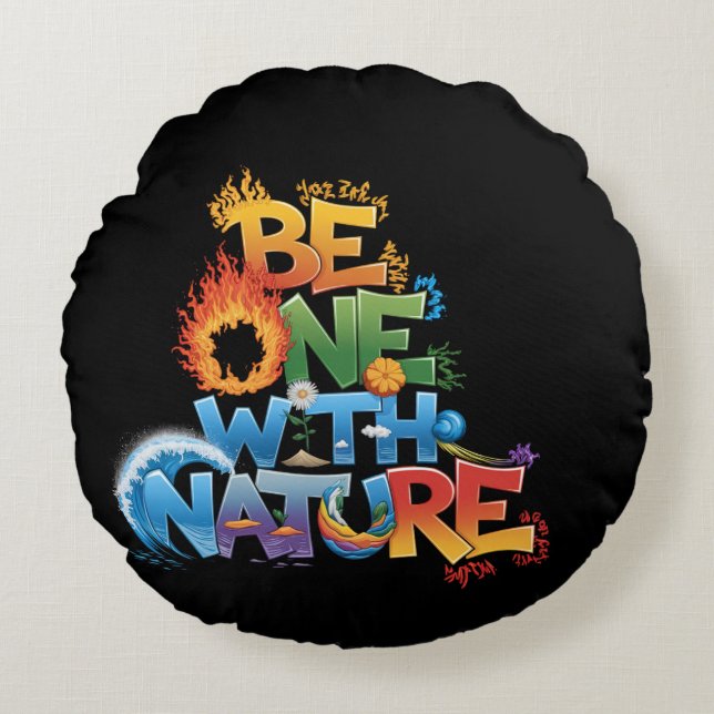 Be One With Nature  – Elemental Eco-Friendly  Round Cushion (Front)