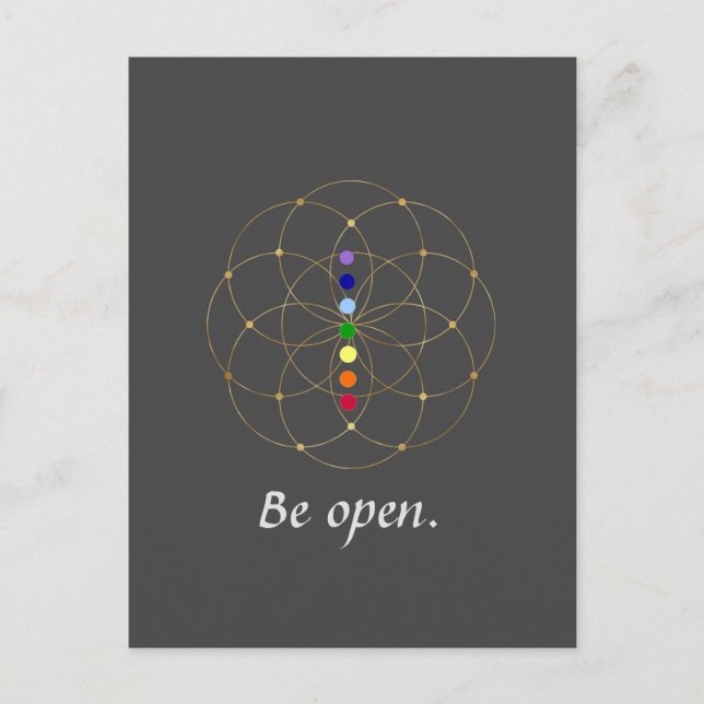 Be Open Chakra & Seeds of Life Postcard (Front)