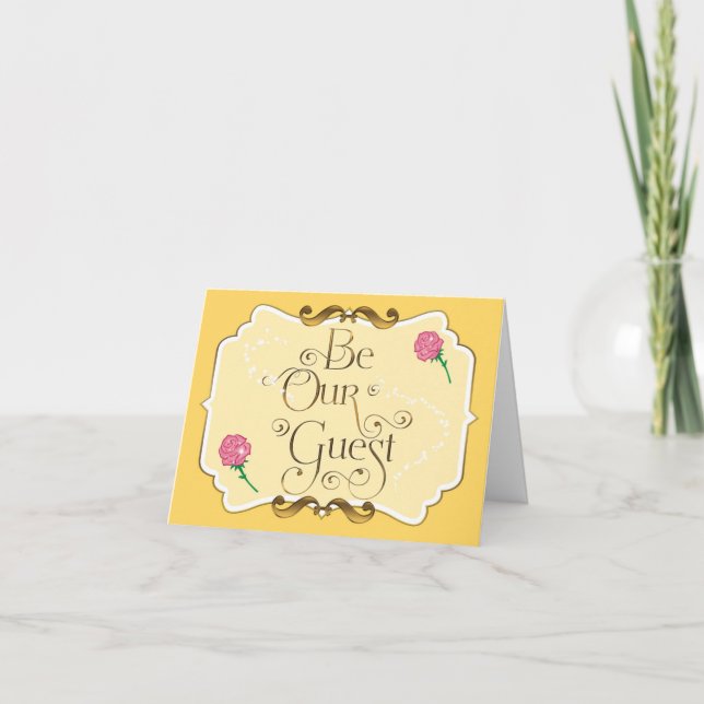 BE OUR GUEST Pink Rose Yellow Elegant Thank You Card (Front)