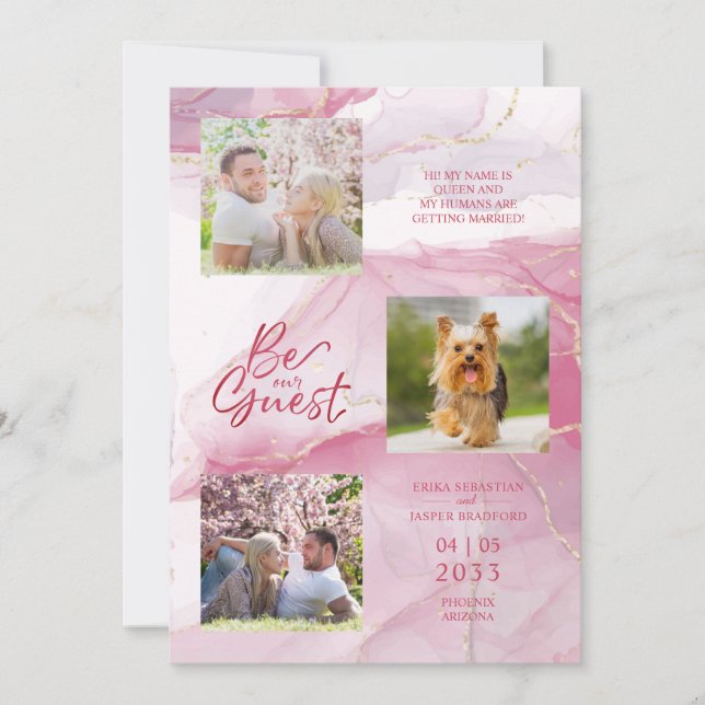 Be our Guest Quote Faux Marble in Pink 3 Photos (Front)