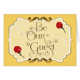BE OUR GUEST Red Rose Yellow Elegant Folding Card
