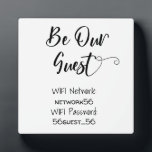 Be Our Guest WIFI information Password Wedding Plaque<br><div class="desc">This design was created though digital art. It may be personalised in the area provided by changing the photo and/or text. Or it can be customised by choosing the click to customise further option and delete or change the colour the background, add text, change the text colour or style, or...</div>