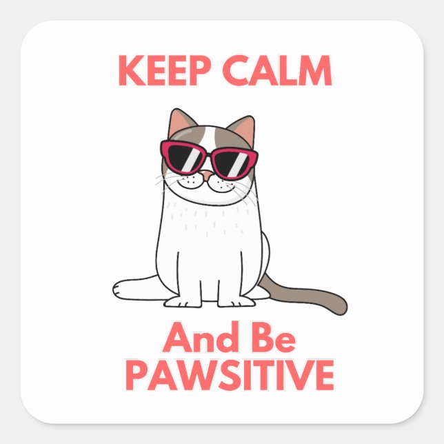 Be Pawsitive Cool Cat Wearing Glasses Sticker (Front)